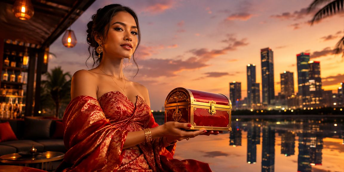 Seseorang menikmati hiburan casino secara santai di tepi pantai