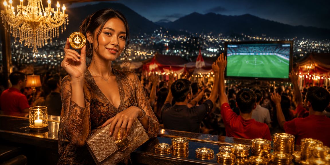 Suasana malam hiburan casino di pasar dengan tampilan bonus aktif