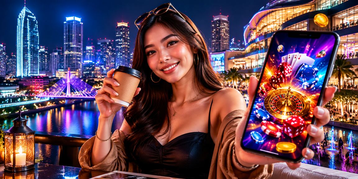 Pemain menikmati live casino di smartphone sambil duduk santai