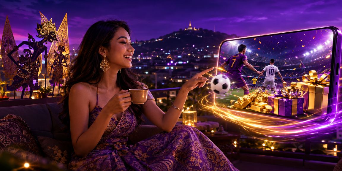 Pemain memasang taruhan pada pertandingan sepak bola di perangkat mobile